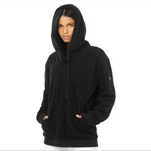 NWT ALO YOGA Unisex Sherpa Hoodie in Black Medium Sweatshirt Pullover